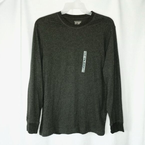 Old Navy Men's Long Sleeve Cotton T Shirt Rotation Gray Crew Neck NWT sz: XL - Picture 1 of 8